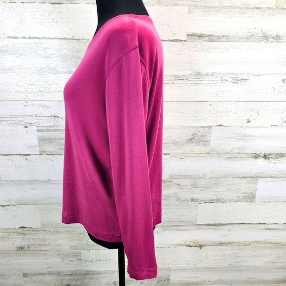 Vintage Kate Hill Supima Cotton Long Sleeve Top LP Magenta 90s Minimalist Fall - Picture 9 of 12